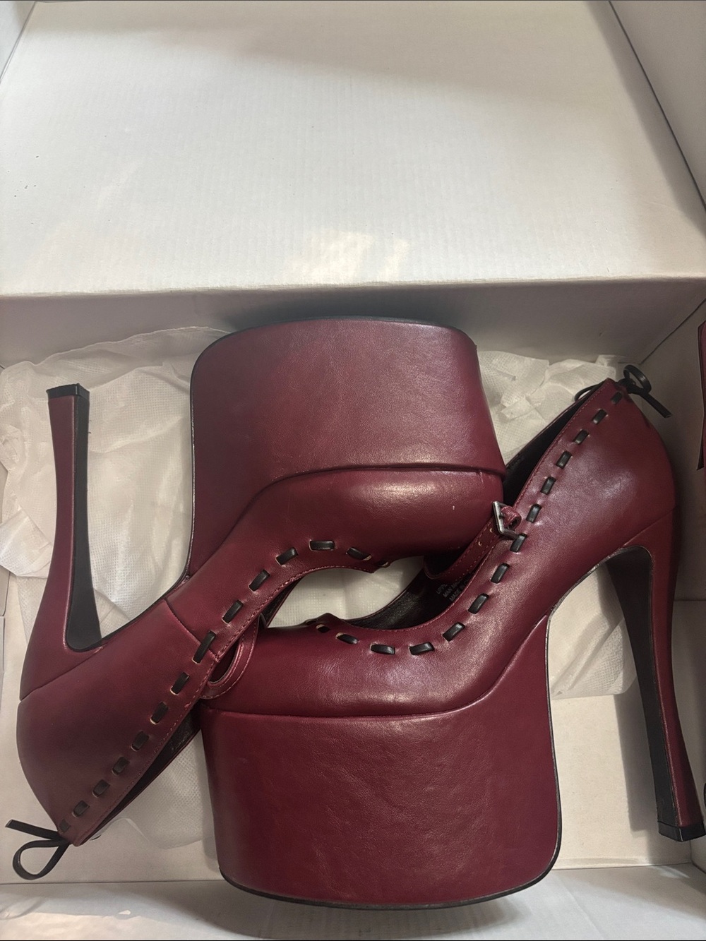 Dolls Kill Burgundy Platform Stiletto Heels